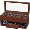 imageDUKWIN 16 Slot Watch Display Case with Watch Winding for 2 Watch Winder with 4 Rotation Mode Adjustable Watch Pillow and Blue LED Light for Watch Lover Multifunctional Watch BoxBrown RD1602 for 2