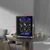 imageDUKWIN Fingerprint Lock Watch Winder 68912 Automatic Winding Spaces with Smart LCD ScreenBlue LED Light Quiet Motor and Adjustable Watch Pillows for Gentles and Ladies9 Winding Spaces