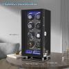 imageDUKWIN Fingerprint Lock Watch Winder 68912 Automatic Winding Spaces with Smart LCD ScreenBlue LED Light Quiet Motor and Adjustable Watch Pillows for Gentles and Ladies8 Winding Spaces