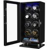 imageDUKWIN Fingerprint Lock Watch Winder 68912 Automatic Winding Spaces with Smart LCD ScreenBlue LED Light Quiet Motor and Adjustable Watch Pillows for Gentles and Ladies8 Winding Spaces