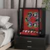 imageDUKWIN Fingerprint Lock Watch Winder for 69 Automatic Watches Automatic Watch Winder with 6 Watch Holders LCD Display Adjustable Watch Pillow and RGB LED Light for Gentles and Ladies 8 TPDFW066RED