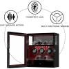 imageDUKWIN Watch Winder Automatic Watch Winder for 3 Watches with 4 Watches Stand Holder Display and Jewelry Storage Drawer Builtin White Illumination Quiet Mabuchi Motors Red