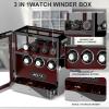 imageDUKWIN Watch Winder Automatic Watch Winder for 3 Watches with 4 Watches Stand Holder Display and Jewelry Storage Drawer Builtin White Illumination Quiet Mabuchi Motors Red