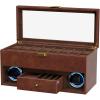 imageDUKWIN 16 Slot Watch Display Case with Watch Winding for 2 Watch Winder with 4 Rotation Mode Adjustable Watch Pillow and Blue LED Light for Watch Lover Multifunctional Watch BoxBrown RD1602 for 2