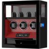 imageDUKWIN Watch Winder Automatic Watch Winder for 3 Watches with 4 Watches Stand Holder Display and Jewelry Storage Drawer Builtin White Illumination Quiet Mabuchi Motors Red