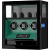 imageDUKWIN Watch Winder Automatic Watch Winder for 3 Watches with 4 Watches Stand Holder Display and Jewelry Storage Drawer Builtin White Illumination Quiet Mabuchi Motors Green