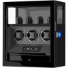 imageDUKWIN Watch Winder Automatic Watch Winder for 3 Watches with 4 Watches Stand Holder Display and Jewelry Storage Drawer Builtin White Illumination Quiet Mabuchi Motors Black