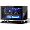 imageDUKWIN Watch Winder for 3468912 Automatic Watches Fingerprint Lock Watch Winders with LCD Touchscreen Blue LED Light Remote ControlAdjustable Watch Pillow for Universal Watches 5TPDBlack for 3