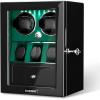 imageDUKWIN Watch Winder for 468 Automatic Watches Lockable Winders with Watch Holders and Jewelry Storage Super Quiet Motor with HighGloss Finish Builtin IlluminationGreen Watch Winders for 2 Watches