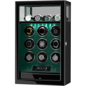 imageDUKWIN Fingerprint Lock Watch Winder  300 to 2300 TPD for Automatic Watches Digital Display ampamp Adjustable Watch MatGREEN FOR 9