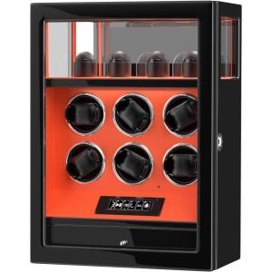 imageDUKWIN Fingerprint Lock Watch Winder  300 to 2300 TPD for Automatic Watches Digital Display ampamp Adjustable Watch MatORANGE FOR 6