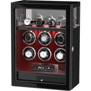 imageDUKWIN Fingerprint Lock Watch Winder  300 to 2300 TPD for Automatic Watches Digital Display ampamp Adjustable Watch MatRED FOR 6