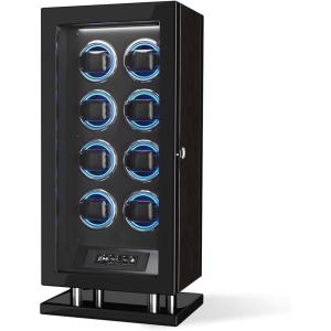 imageDUKWIN Fingerprint Lock Watch Winder for 8912 with Changing LED Light Multiple TPD LCD Touchscreen Remote Control Adjustable Watch Pillow and Mabuchi Supper Quiet Motor for Watch LoverDK20008