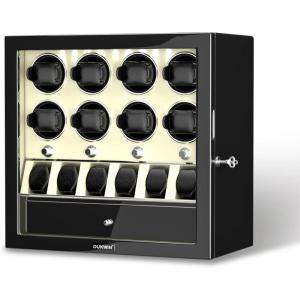 imageDUKWIN Watch Winder for 468 Automatic Watches Lockable Winders with Watch Holders and Jewelry Storage Super Quiet Motor with HighGloss Finish Builtin IlluminationWhite Watch Winders for 8 Watches