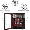 imageDUKWIN Watch Winder Automatic Watch Winder for 6 Watches with 4 Watches Stand Holder Display and Jewelry Storage Drawer  Builtin White Illumination Quiet Mabuchi Motors Red