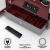 imageDUKWIN Watch Winder Automatic Watch Winder for 6 Watches with 4 Watches Stand Holder Display and Jewelry Storage Drawer  Builtin White Illumination Quiet Mabuchi Motors Red