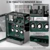 imageDUKWIN Watch Winder Automatic Watch Winder for 6 Watches with 4 Watches Stand Holder Display and Jewelry Storage Drawer Builtin White Illumination Quiet Mabuchi Motors Green