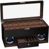 imageDUKWIN Double Watch Winder BoxBrown Watch Winder for 2 Automatic Watches with 16Slot Watches Display CaseBrownBlack