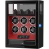 imageDUKWIN Watch Winder Automatic Watch Winder for 6 Watches with 4 Watches Stand Holder Display and Jewelry Storage Drawer  Builtin White Illumination Quiet Mabuchi Motors Red