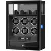 imageDUKWIN Watch Winder Automatic Watch Winder for 6 Watches with 4 Watches Stand Holder Display and Jewelry Storage Drawer Builtin White Illumination Quiet Mabuchi Motors Black