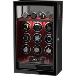 imageDUKWIN Fingerprint Lock Watch Winder  300 to 2300 TPD for Automatic Watches Digital Display ampamp Adjustable Watch MatRED FOR 9