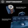 imageDUKWIN Watch Roll for 3 Watches Travel Watch Case Organizer with Removable Pillows for Men and WomenLeather Display Case for Watches Collection and Gift for Anniversary BirthdayBlue Watch StorageBlue for 1