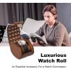 imageDUKWIN Watch Roll for 3 Watches Travel Watch Case Organizer with Removable Pillows for Men and WomenLeather Display Case for Watches Collection and Gift for Anniversary BirthdayBlue Watch StorageBrown for 1