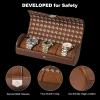 imageDUKWIN Watch Roll for 3 Watches Travel Watch Case Organizer with Removable Pillows for Men and WomenLeather Display Case for Watches Collection and Gift for Anniversary BirthdayBlue Watch StorageBrown for 3
