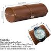 imageDUKWIN Watch Roll for 3 Watches Travel Watch Case Organizer with Removable Pillows for Men and WomenLeather Display Case for Watches Collection and Gift for Anniversary BirthdayBlue Watch StorageBrown for 3