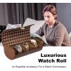 imageDUKWIN Watch Roll for 3 Watches Travel Watch Case Organizer with Removable Pillows for Men and WomenLeather Display Case for Watches Collection and Gift for Anniversary BirthdayBlue Watch StorageBrown for 3