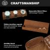 imageDUKWIN Watch Roll for 3 Watches Travel Watch Case Organizer with Removable Pillows for Men and WomenLeather Display Case for Watches Collection and Gift for Anniversary BirthdayBlue Watch StorageBrown for 3