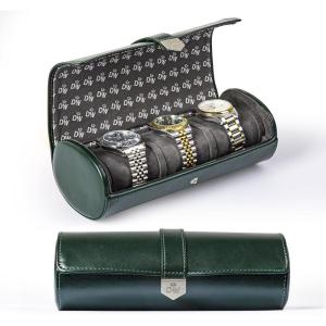 imageDUKWIN Watch Roll for 3 Watches Travel Watch Case Organizer with Removable Pillows for Men and WomenLeather Display Case for Watches Collection and Gift for Anniversary BirthdayBlue Watch StorageGreen for 3