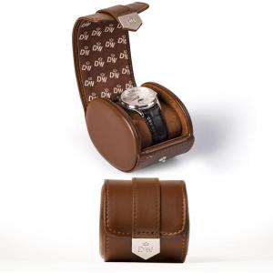 imageDUKWIN Watch Roll for 3 Watches Travel Watch Case Organizer with Removable Pillows for Men and WomenLeather Display Case for Watches Collection and Gift for Anniversary BirthdayBlue Watch StorageBrown for 1