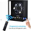 imageDUKWIN Fingerprint Lock Watch Winder 8 TPD Watches Winder for 69 Automatic Watches with 6 Watch Holders LCD Display Adjustable Pillow and Changing LED Light for Gentles and LadiesBlack FWfor 6