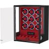 imageDUKWIN Fingerprint Lock Watch Winder 8 TPD Watches Winder for 69 Automatic Watches with 6 Watch Holders LCD Display Adjustable Pillow and Changing LED Light for Gentles and LadiesRed FW for 9
