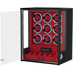 imageDUKWIN Fingerprint Lock Watch Winder 8 TPD Watches Winder for 69 Automatic Watches with 6 Watch Holders LCD Display Adjustable Pillow and Changing LED Light for Gentles and LadiesRed FW for 9