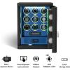 imageDUKWIN Automatic Watch Winder safe with Fingerprint and Digital Lock Heavy FullSteel 9 Watch Winding Safe Box with Dual Alarm SystemJewelry Storage and RGB Light for Luxury Watches BlueBlue