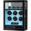 imageDUKWIN Fingerprint Lock Watch Winder with 300 to 2300 TPD for 6 Automatic WatchesBlue Digital Display Watch Winders with 4 HoldersJewelry Storage and White LED for Watch Lover