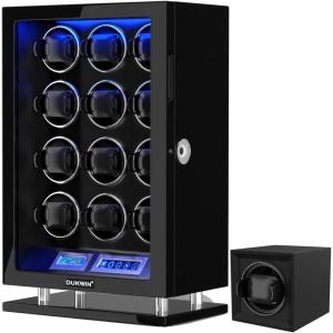 imageDUKWIN Fingerprint Lock Watch Winders with LCD Touchscreen and Black Single Watch Winder