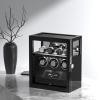 imageDUKWIN Watch Winder Fingerprint Lock Automatic Watch Winder for 369 Watches with 4 Holders3002300 TPDDigital Display Remote ControlJewelry Storage and Adjustable Watch Pillow and LED LightBlack Winder for 3