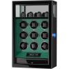 imageDUKWIN Watch Winder Fingerprint Lock Automatic Watch Winder for 369 Watches with 4 Holders3002300 TPDDigital Display Remote ControlJewelry Storage and Adjustable Watch Pillow and LED LightGreen Winder for 9