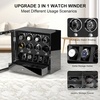 image:imageDUKWIN Watch Winder for Automatic Watches White Lockable Watch Winders with Extra Watch Storage Jewelry Storage 4 Rotation Modes LED Light Super Quiet Mabuchi Motor and Spring Watch PillowsBK801B