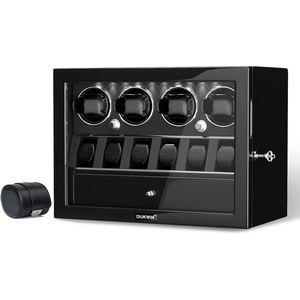 image:imageDUKWIN Watch Winder for Automatic Watches White Lockable Watch Winders with Extra Watch Storage Jewelry Storage 4 Rotation Modes LED Light Super Quiet Mabuchi Motor and Spring Watch PillowsBK401B